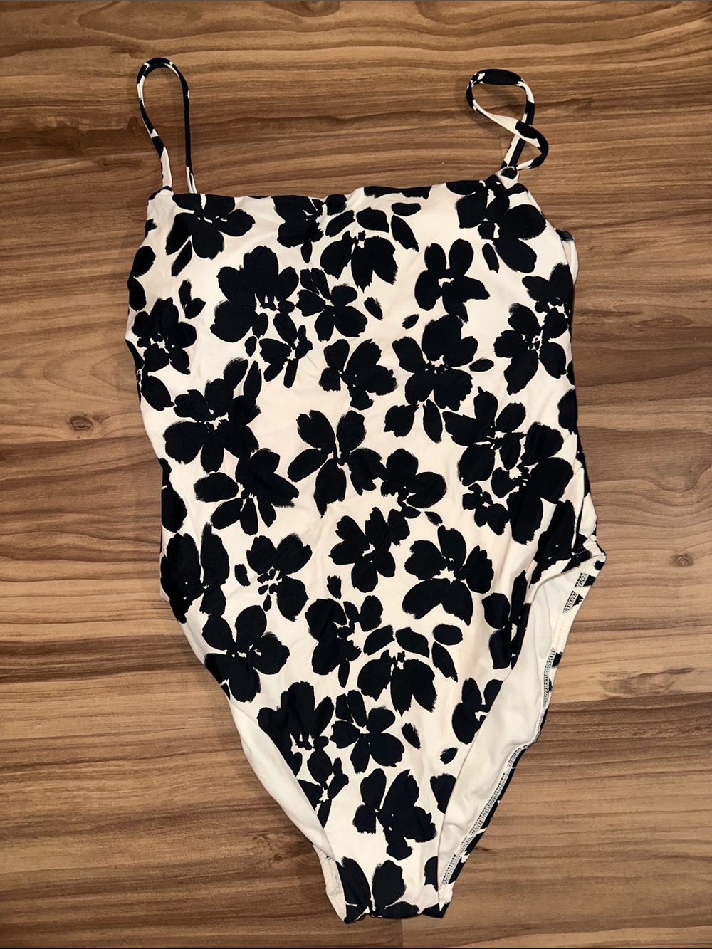 Shade & Shore Black and White Floral One-Piece Swimsuit